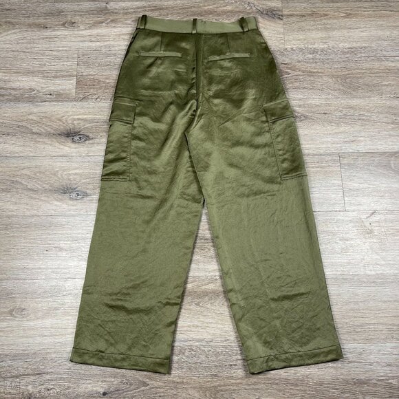 NEW Madewell Women's High-Rise Straight Cargo Trousers in Satin Size 4 Green - Picture 8 of 8